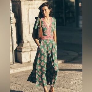 Boden Ellie Flutter Tea Floral Maxi Dress